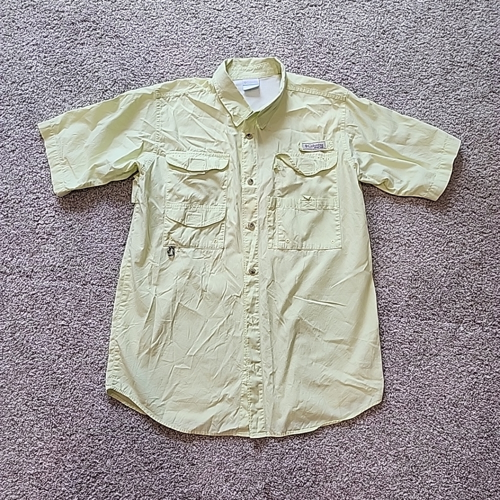 Columbia Lime Green Boys XL Short Sleeve Button Up Shirt